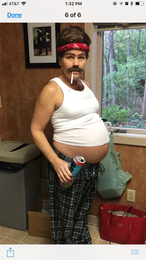 Maternity Couple Costumes, Halloween Ideas For Pregnant Women, White Trash Pregnant Costume, Pregnancy Costumes Halloween, Halloween Pregnancy Costumes, Pregnant Costume Ideas, Funny Pregnant Halloween Costumes, Costumes For Pregnant Women, Pregnancy Halloween Costumes