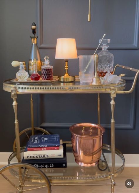 Vintage Bar Cart Styling, Victorian Bar, Vintage Bar Cart, Bar Cart Accessories, Vintage Bar Carts, Bar Cart Styling, Vintage Bar, First Home, Bar Cart