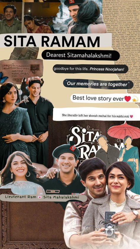 Dil Se Dil Sita Ramam, Sita Ramam Aesthetics, Indian Movie Posters, Seetha Ramam, Sita Raman, Book Annotation Tips, Sita Ramam, Old Bollywood Movies, Vintage Bollywood Aesthetic