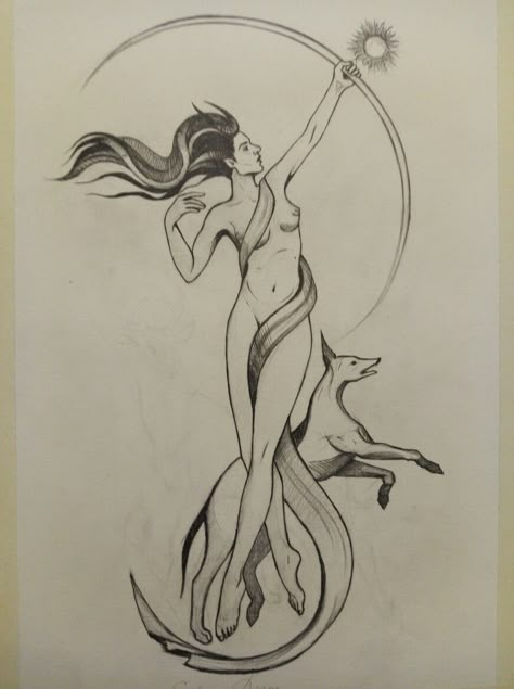 Diana Huntress Tattoo, Diana Goddess Tattoo, Goddess Diana Tattoo, Huntress Tattoo, Goddess Sketch, Diana Tattoo, Artemis Tattoo, Legs Tattoo, Back Of Leg Tattoos