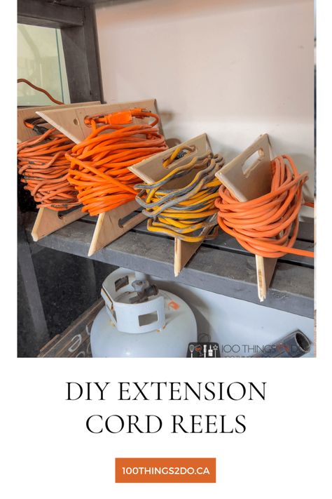 Storing Extension Cords - Extension Cord Reel - 100 Things 2 Do Cord Organization Diy, Tablet Charging Station, Extension Cord Reel, Cord Wood, Trim Router, Extension Cords, Cord Storage, Scrap Wood Projects, Drawer Dividers