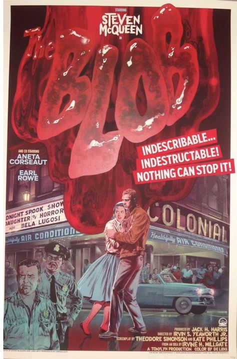 Steven Mcqueen, 80s Movie Posters, The Blob, Film Poster Design, Classic Sci Fi, Fiction Movies, Retro Film, Horror Movie Art, Classic Horror Movies