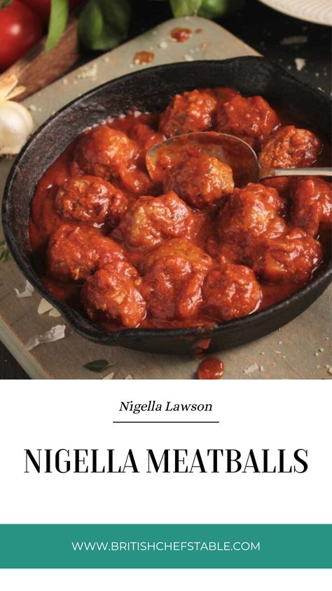 Nigella Meatballs Nigella Recipes, Mince Dishes, Italian Dinners, Nigella Lawson Recipes, Chef Dishes, Famous Chef, Tasty Meatballs, Italian Foods, Mince Recipes