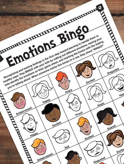 FREE kids printable | emotions bingo | emotional development activity Aba Group Activities, Emotion Bingo Free Printable, Feeling Identification Activities, Feelings Bingo Free Printable, Emotions Bingo Free Printable, Feelings Bingo, School Social Work Activities, Emotional Development Activities, Social Work Activities