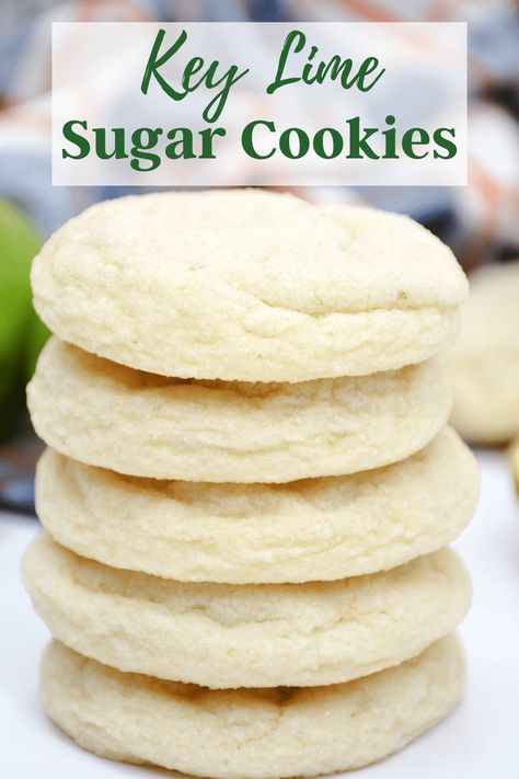 Key Lime Sugar Cookies have a perfect balance of sweet and tart! These cookies are made with fresh lime juice and zest. Lemon Lime Cookies, Recipes With Key Lime Juice, Key Lime Juice Recipes, Key Lime Cookies Easy, Keylime Cookie Recipe, Key Lime Sugar Cookies, Key Lime Cookie, Key Lime Cookies Recipe, Key Lime Sandwich Cookies