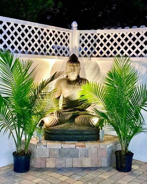 Buddha Statue Backyard, Buddha Statue Home Entrance Outdoor, Buddha Statue In Garden, Buddha Statue Home Entrance, Buddha Garden Backyards, Buddha Statue Garden, Buddha Statue Home, Home Design Store, Outdoor Wall Fountains