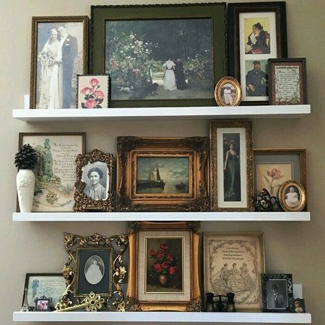 Picture Ledge Wall, Ledge Wall, Family Wall Decor, Bookcase Decor, Picture Shelves, Picture Ledge, Home Exterior, Exterior Remodel, Home Remodel