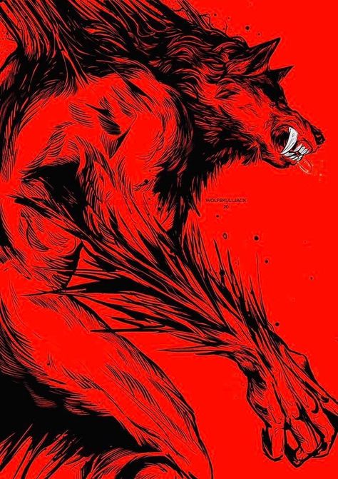 Red Werewolf, Arte Zombie, Wolf Artwork, Werewolf Art, Vampires And Werewolves, World Of Darkness, Wow Art, A Wolf, Wolf Art