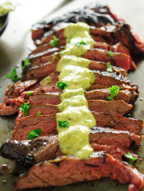 Chimichurri Aioli with Skirt Steak via @bakeringersoll Aioli Sauce, Jacquard Pants, Aioli Recipe, Pants With Belt, Rub Recipes, Steak Salad, Skirt Steak, Aioli, Real Food