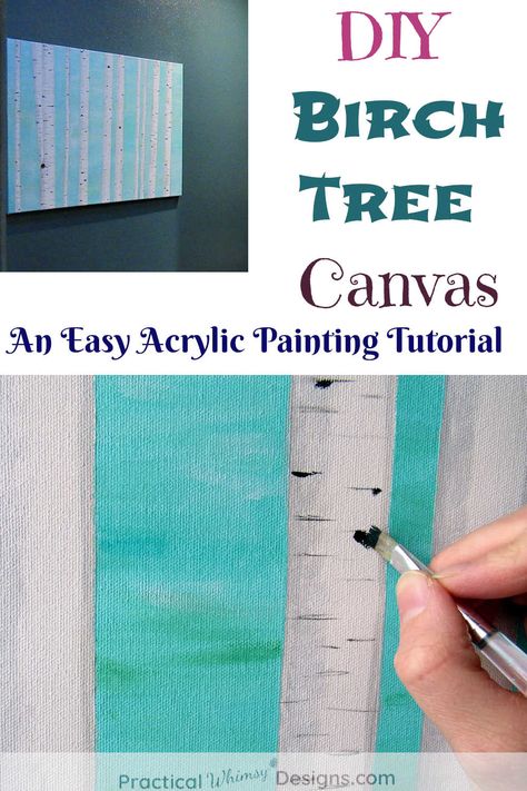 Follow this easy painting tutorial to create a DIY birch tree canvas painting with acrylic paint. It is an easy way to create custom art on a budget. #diyart #acrylicpainting #diycanvasart Painting A Birch Tree, Diy Birch Tree, Basic Acrylic Painting, Birch Painting, Tree Painting On Canvas, Kids Painting Projects, Birches Painting, Diy Paint Projects, Tree Painting Canvas