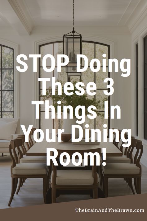 I'm a professional Interior Designer here to tell you WHAT TO AVOID in your dining room to help take it to the next level! I'm sharing my innermost design secrets on this subject! (These aren't your neighbor's Target tips.) If you're looking to avoid the mistakes EVERYONE ELSE makes with their dining room lighting especially, this one you can't afford to miss! #diningroom #interiordecor #ideas #hacks #interiorinspiration #diningtable #diningroomlightingo vertable #traditional #modern Pillows In Dining Room Chairs, Agreeable Grey Dining Room, House With Dining Room Entry, Small Home Dining Room, Other Uses For Dining Room Space, Dining Room Snug, Minimal Dining Room Design, Quiet Luxury Dining Room, Dining Room Artwork Ideas