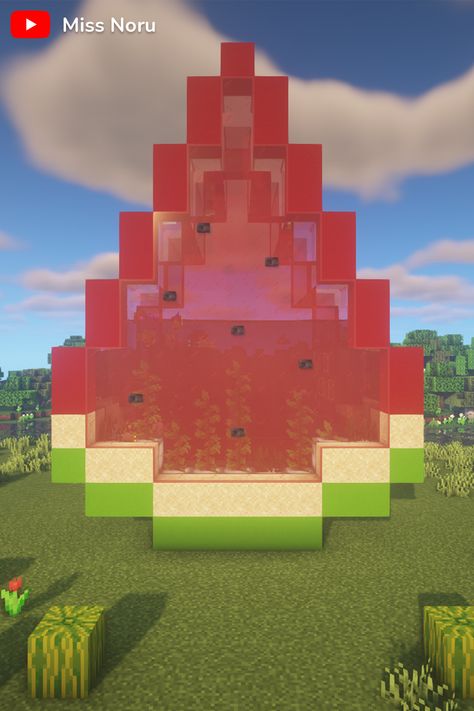 Minecraft: How to build a Cute Watermelon Aquarium House 🍉 Minecraft Watermelon Build, Minecraft Watermelon House, Mincraft Idea Aquarium, Cute Minecraft Building Ideas Easy, Minecraft Fruit House, Minecraft Watermelon, Kawaii Minecraft Builds, Minecraft Aquarium Ideas, Candy Minecraft