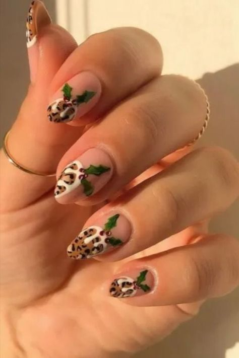 Leopard Print Christmas, Leopard Print Nails, Leopard Nails, Tip Nails, Gel Nail Design, Christmas Pudding, Christmas Nails, Nail Tips, Stylish Nails