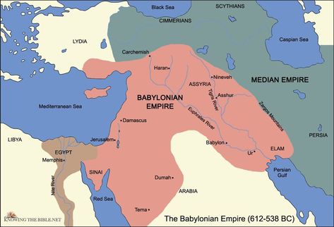 The early rulers of Babylonia successfully repelled the first Assyrian aggressions and expanded their realm to central regions of the Assyrian Empire, thereby establishing the culturally wondrous Babylonian Empire during the course of 7th Century B. C. The skilled Babylonian longsword troops captured the territories of all Near East, the lands of the Levant, and the fertile lands of Egypt. The Babylonian military introduced the use of longsword in warfare. Neo Babylonian Empire, Babylon Empire, Biblical Maps, Babylonian Empire, Exodus Bible, Bible Maps, Hebrew Lessons, Bible Mapping, Middle Eastern Culture