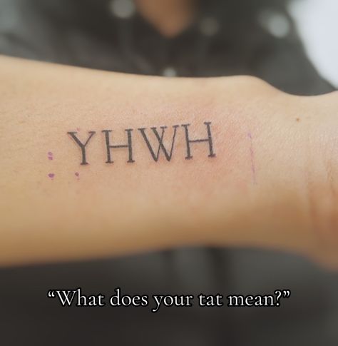 Biblical Line Art Tattoo, Christian Meaning Tattoos, Ao1 Tattoo, Small Tattoos With Meaning Christian, Unique Bible Tattoos, Yhwh Tattoo Fonts, Yhwh Tattoo Hebrew, G>^v Tattoo, Yhwh Tattoos For Women