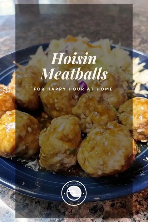 Hoisin Meatballs Recipe Tangy Meatballs, Hoisin Meatballs, Sweet Meatballs, Happy Hour At Home, Having Friends, Pork Meatballs, Duck Sauce, Meatballs Recipe, Toasted Sesame Seeds