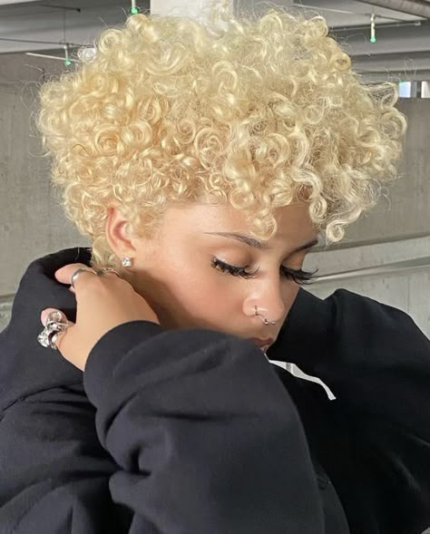 20 Fashionable Brief Hairstyles For Girls- #Hairstyles #short #trendy #Women Check more at https://howcandothis.com/hairstyleideas/20-fashionable-brief-hairstyles-for-girls/ Dyed Natural Hair Short For Black Women, Blonde Natural Hair Short, Curly Pixie Hair Color Ideas, Layered Curly Pixie Haircut, Curly Big Chop Black Women, Short Curly Blonde Wig, Dyed Curly Blonde Hair, Colored Big Chop, Blonde Short Hair On Black Women