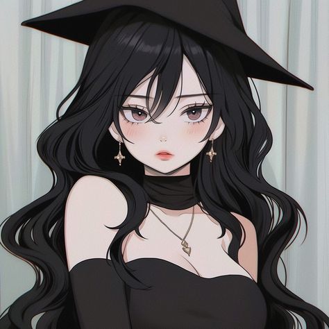 Anime girl, anime girl icon, Aesthetic icon, Aesthetic girl icon, 8k, 4k, high quality icon, gothic girl icon, 90s anime, retro anime Animated Anime Pfp, Witch Anime, Anime Witch, Anime Girlxgirl, Cute Profile Pictures, Female Character Design, Digital Art Girl, Art Anime, Halloween Girl