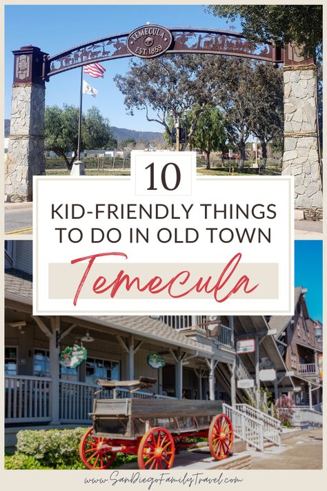 Temecula is located just an hour north of San Diego, and it is a great day trip destination for families! Though Temecula is also known as wine country and wine tasting is a popular activity, there are plenty of other fun things to do. Old Town Temecula - the heart of Temecula - is a unique shopping and dining destination, deeply seeped in its Wild West roots. Here are 10 great Old Town Temecula California things to do that the whole family will enjoy. Old Town Temecula, Southern California Travel, California With Kids, Monument Park, San Diego Hotels, Temecula Wineries, Temecula California, California Destinations, Ghost Tour