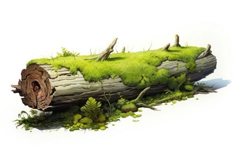 A detailed Moss - covered log plant grass tree. AI generated Image by rawpixel. | premium image by rawpixel.com / Fluke How To Draw Moss, Moss Drawing, Log Painting, Turntables Art, Mossy Log, Grass Drawing, Isha Yoga, Grass Tree, Dry Tree