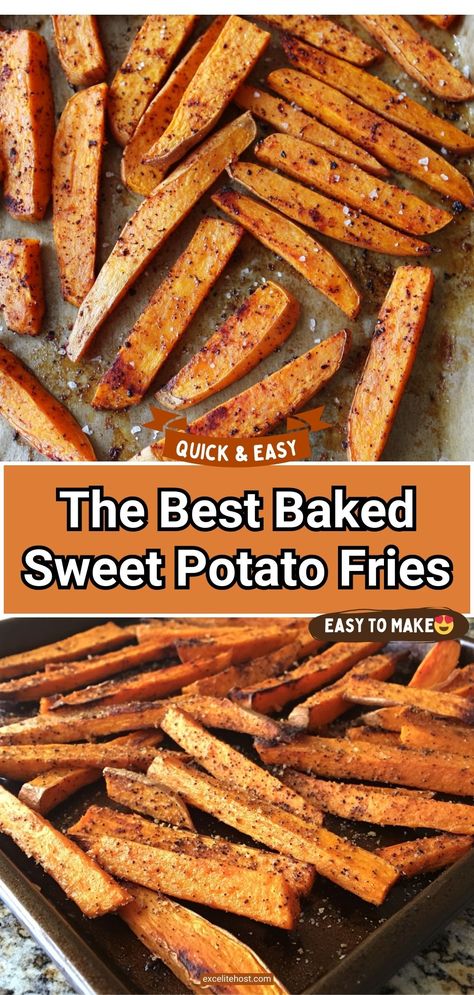 This Baked Sweet Potato Fries recipe is easy to prepare without putting in a lot of time and effort. You can serve potatoes with anything, but I prefer to serve sweet potato fries with baked chicken, pork, prosciutto, ham, avocado dip, or cream. Yam Fries Baked, Sweet Potato Fries Oven, Easy Sweet Potato Fries, Best Baked Sweet Potato, Sweet Potato Fries Recipe, Yam Fries, Baked Sweet Potato Fries, Sweet Potato Recipes Fries, Sweet Potato Fries Baked