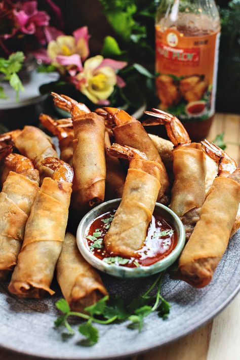 Thai Appetizers, Thai Glass Noodle Salad, Thai Appetizer, Thai Recipes Authentic, Salad With Shrimp, Glass Noodle Salad, Pork Wraps, Thai Shrimp, Spicy Dipping Sauce