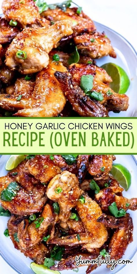 Try the irresistible combination of sweet and savory with our delectable Honey Garlic Chicken Wings Recipe. For more mouthwatering recipes that will satisfy your cravings, click for more delicious recipes. Shrimp Alfredo Bake, Wings Recipe Oven, Chicken Wings Recipe Oven, Garlic Shrimp Alfredo, Garlic Chicken Wings Recipe, Honey Garlic Wings, Honey Baked Chicken, Oven Chicken Wings, Honey Garlic Chicken Wings