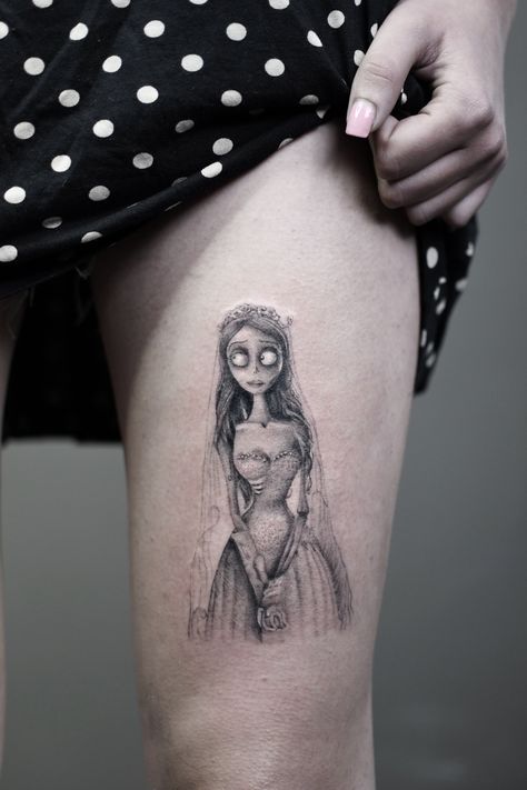 Miniature Tattoo, Old Victorian Mansions, Corpse Bride Tattoo, Prove Love, Scale Tattoo, Brides With Tattoos, Complicated Love, Love Never Dies, Large Eyes