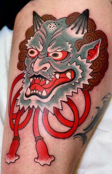 The Different Meanings Of Oni Tattoos (Illustrated) Japanese Traditional Tattoo Design, Oni Tattoos, Japanese Traditional Tattoo, Mask Tattoos, Traditional Japanese Tattoo Flash, Japanese Mask Tattoo, Traditional Tattoo Stencils, Oni Mask Tattoo, Oni Tattoo