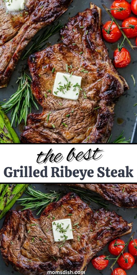 Grilled Ribeye Steak is tender, juicy, and so easy to prepare. In this recipe, you’ll learn all the tips and tricks to whip this superior protein up over a hot grill. Bbq Ribeye Steak Recipes, Ribeye On The Grill, Best Grilled Ribeye Steak, Rib Steak Recipe Grilled, Best Ribeye Steak Recipe Grilled, Ribeyes On The Grill, Best Way To Grill Steak, Grilling Ribeyes On Gas Grill, Grilled Steaks On Grill