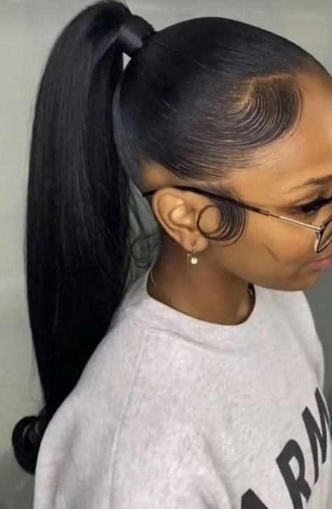 Slicked Back Hairstyles, Weave Ponytail Hairstyles, Sleek Ponytail Hairstyles, Black Ponytail Hairstyles, Slicked Back Hair, Athletic Hairstyles, Natural Hair Styles Easy, Hair Ponytail Styles, Dope Hairstyles