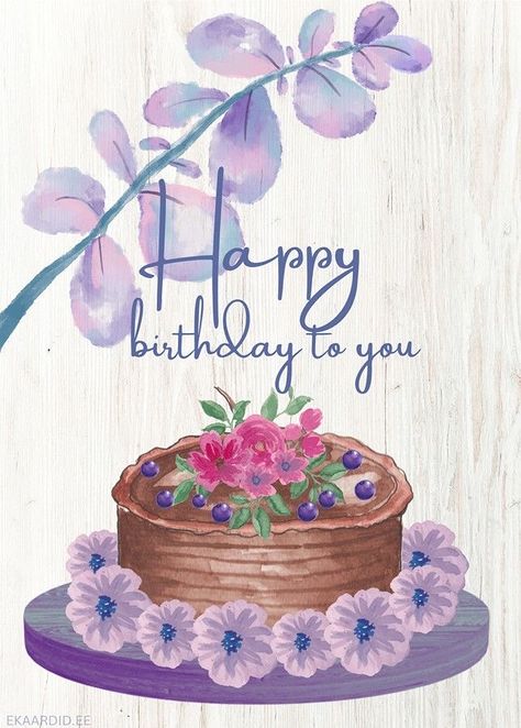 Happy Birthday Mujer, Happy Birthday Purple, Purple Happy Birthday, Happy Birthday Illustration, Happy Birthdays, Pink Happy Birthday, Happy Birthday Vintage, Birthday Greetings Friend, Field Wallpaper