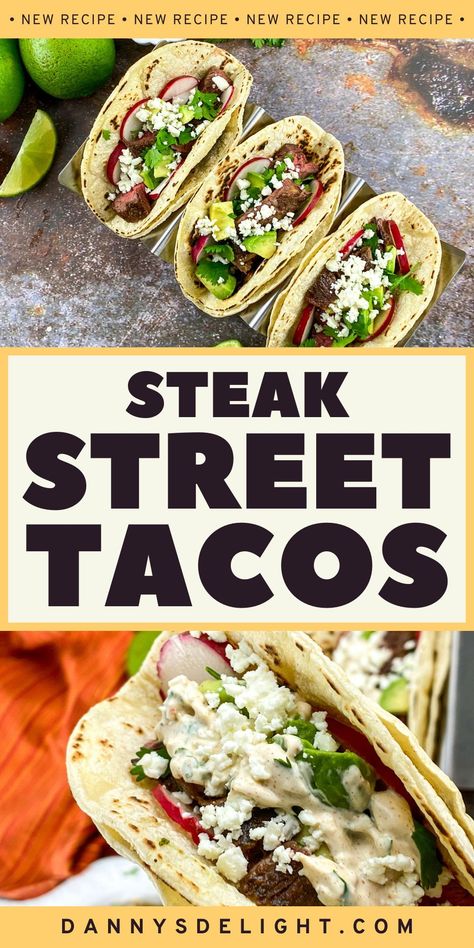 Authentic Taco Recipes Mexican Style, Street Steak Tacos Recipe, Skirt Steak Street Tacos, Taco Tuesday Recipes Steak, Mexican Street Tacos Steak, Steak Tacos Recipes Easy, Street Steak Tacos, Street Tacos Steak, Beef Street Tacos Recipe