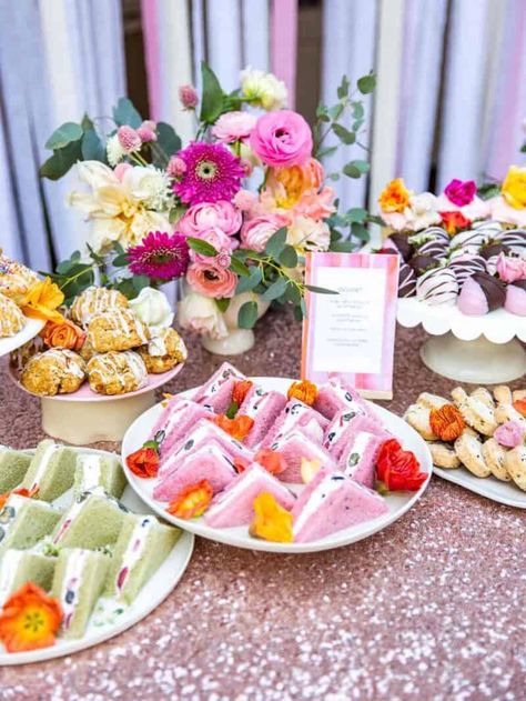 A Very Pink Bridal Shower Pink Bridal Shower Food, Susie Cakes, Bridal Shower Menu, Tea Food, Spring Brunch, Bridal Shower Food, Party Hacks, Bridal Shower Tea, Bridal Shower Cake