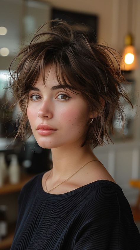 Messy Short Hairstyle Women, Short Messy Hair, Short Messy Haircuts, Messy Fringe, Cropped Hair, Short Fade Haircut, Messy Haircut, Bob Haircut Curly, Crop Hair