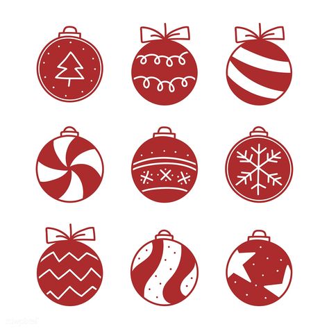 Christmas Ball Drawing, Bauble Decoration Ideas, Icon Christmas, Free Christmas Gifts, Ball Drawing, White Christmas Ornaments, Christmas Doodles, Doodle Style, Christmas Icons