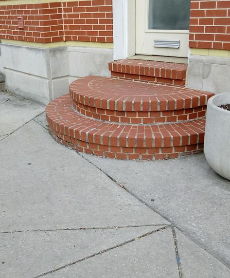 Brick Stairs Outside Entrance, Yard Steps, Brick Stairs, Stairs Stone, Deck Step, Round Stairs, Outside Steps, Front Porch Steps, Porch Stairs