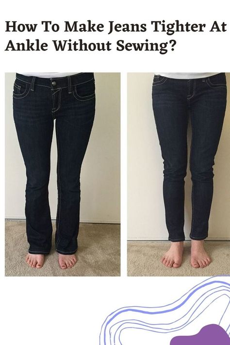 make jeans tigher at ankle without sewing Fix Ripped Jeans, Jeans Hacks, How To Make Jeans, Old Jeans, Ripped Jeans, Too Much, Tights, Make Your, Sewing