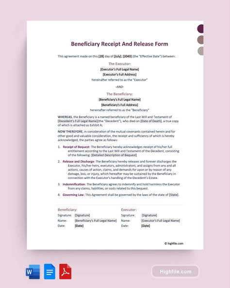 Beneficiary Receipt and Release Form Inheritance Documents Usa, Beneficiary Forms, Inheritance Documents Proof, Inheritance Documents Format, Beneficiary Form, Inheritance Documents, Medical Power Of Attorney, Oil Rig Jobs, Personal Financial Planning