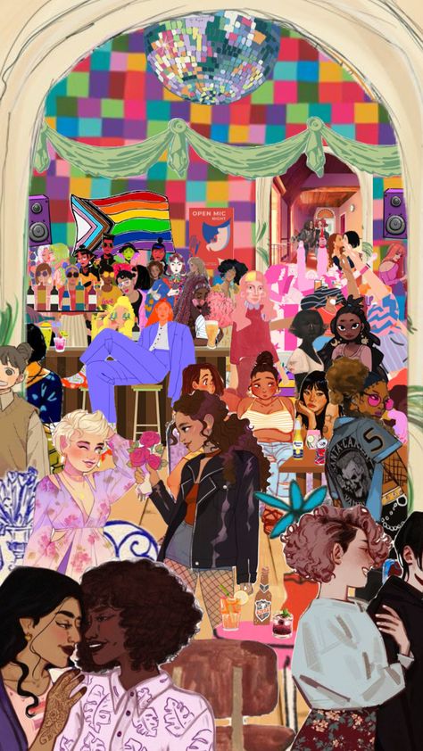 lesbian bar :) #sapphic #wlw #lesbianpride Lesbian Bar, Aesthetic Girl, Bar, Pink, Art