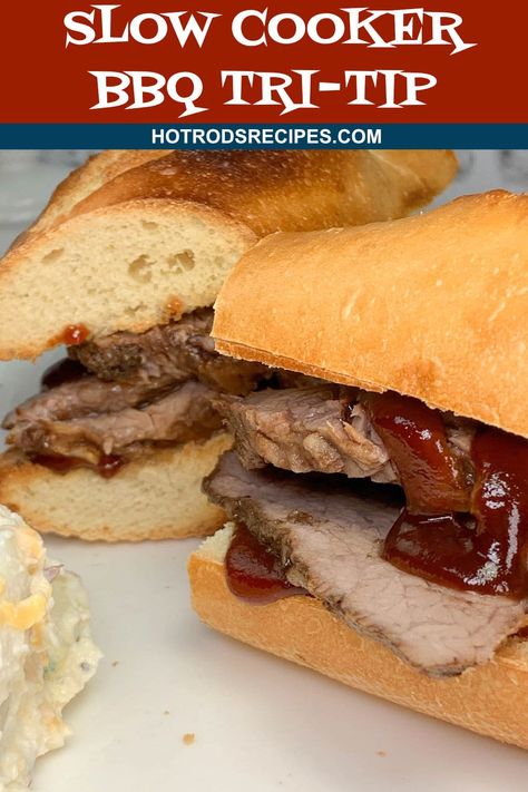 Slow Cooker BBQ Tri-Tip Bbq Tri Tip, Tri Tip Sandwich, Amazing Slow Cooker Recipes, How To Make Bbq, Stuffed Peppers Healthy, Slow Cooked Pork, Marinara Sauce Homemade, Slow Cooker Bbq, Pork Dinner