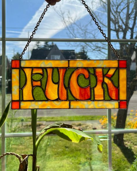 Stained Glass by Mazzi (@mystery_glass) • Instagram photos and videos Stained Glass Sign, Stain Glass Window Art, Glass Window Art, Dive Bar, Window Art, Stain Glass, Stained Glass Windows, Glass Window, Stained Glass