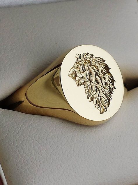 Men Ring Ideas, Mens Ring Designs Gold, Mens Gold Ring Vintage, Men Rings Gold, Mens Gold Signet Rings, Gold Rings For Men, Mens Ring Designs, Gents Ring, Coats Of Arms