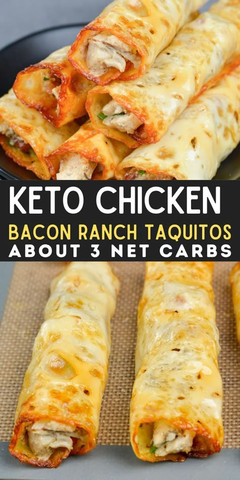 Chicken Bacon Ranch Taquitos, Keto Chicken Bacon Ranch, Keto Chicken Bacon, Breakfast Low Carb, Keto Diet Food List, Makanan Diet, Keto Meal Prep, Keto Cooking, Chicken Bacon Ranch