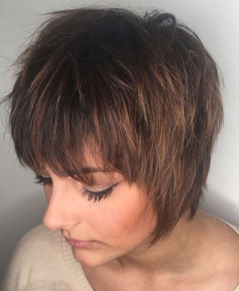 60's Inspired Short Shag Haircut Curling Thick Hair, Short Textured Hair, Shaggy Pixie, Stacked Haircuts, Short Shaggy Haircuts, Dog Accesories, Choppy Bob Haircuts, Short Shag Haircuts, Textured Haircut