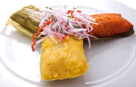 Trio de Tamales - by Gaston Acurio Peruvian Dishes, Tamale Recipe, Peruvian Cuisine, Peruvian Recipes, Latin Food, International Recipes, No Cook Meals, Gourmet Recipes, Real Food Recipes