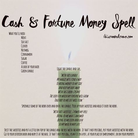 Cash & Fortune Money Spell (Spell Saturday #36) – This Crooked Crown Money Candle Spell, Money Spells Magic, Spells That Actually Work, Candle Magic Spells, Money Spells That Work, Prosperity Spell, Good Luck Spells, Money Candle, Money Spell