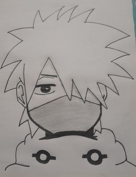 Naruto Drawings Easy Kakashi, Drawing Of Kakashi, A Easy Drawing, Kakashi Drawing, Naruto Drawings Easy, Kawaii Sweets, Mask Drawing, Naruto Drawings, Naruto Cute