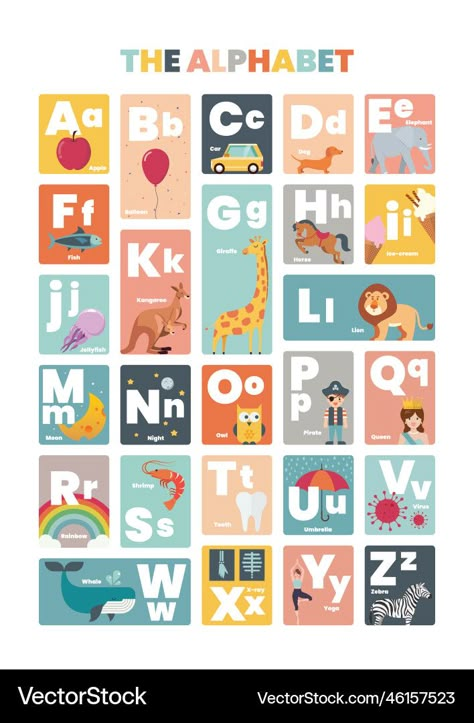 A Z Alphabet, Home School Kindergarten, Worksheet Alphabet, Poster Design Kids, Alphabet Crafts Preschool, Small Alphabets, Childrens Alphabet, Vector Doodle, Crafts Preschool