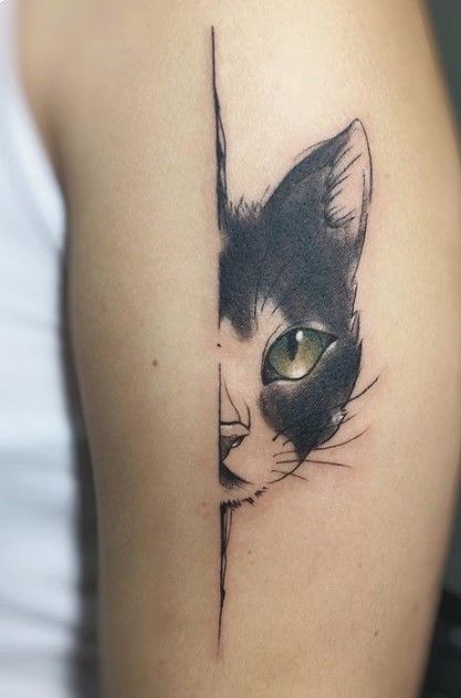 Cat Eye Tattoos, Cat Face Tattoos, Kitten Tattoo, Cute Cat Tattoo, M Tattoos, Cat Tattoo Designs, Geniale Tattoos, Tatuaje A Color, Cat Tattoos